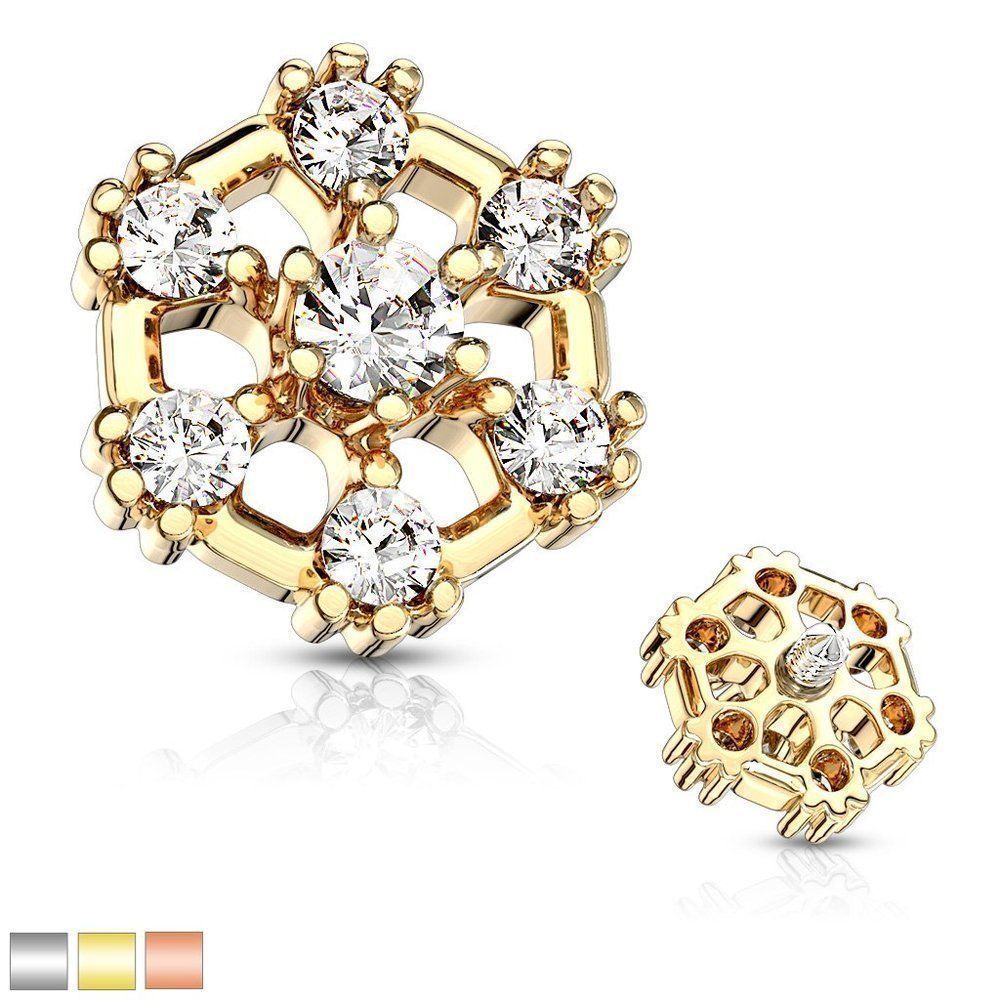 Surgical Grade Stainless Steel Dermal Stud Hexagon